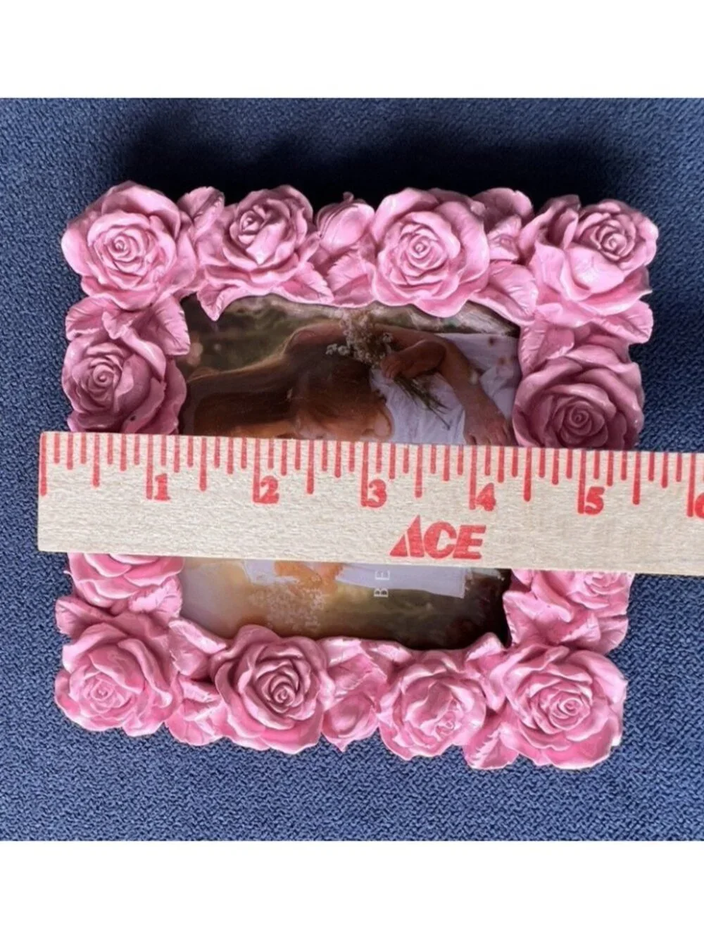 Shabby Chic PINK Roses 4x 4 Photo Frame Picture Holder Beekman Home Pretty